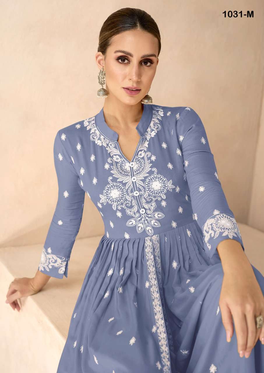 LAKHNAVI VOL 6 HIT LISTHEAVY RAYON LAKHNAWI WORK KURTI WITH PLAZZO AND NAZMIN DUPATTA BY S3FOREVER BRAND 1031 M C